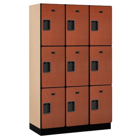 Salsbury Industries Wardrobe Locker, 45" W, 18" D, 76" H, (3) Wide, (9) Openings, Cherry 23368CHE